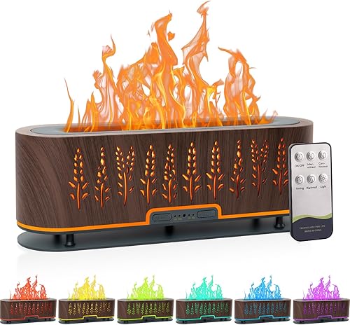 Humidificador difusor de aroma de llama colorida, 7 colores de llama, difusor de aceite esencial, difusor de aromaterapia de 6.8 fl oz con 2 modos