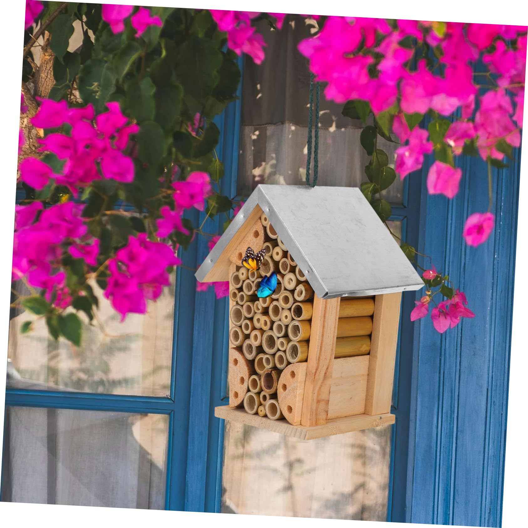 BESPORTBLE Hängendes Insektenhaus und Eisen für Garten und Balkon Dekorativ Multifunktional für Bienen und Schmetterlinge