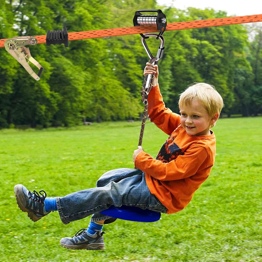 ZEROMX Zip Lines for Kids Outdoor Toys - Pulley Kits with 65