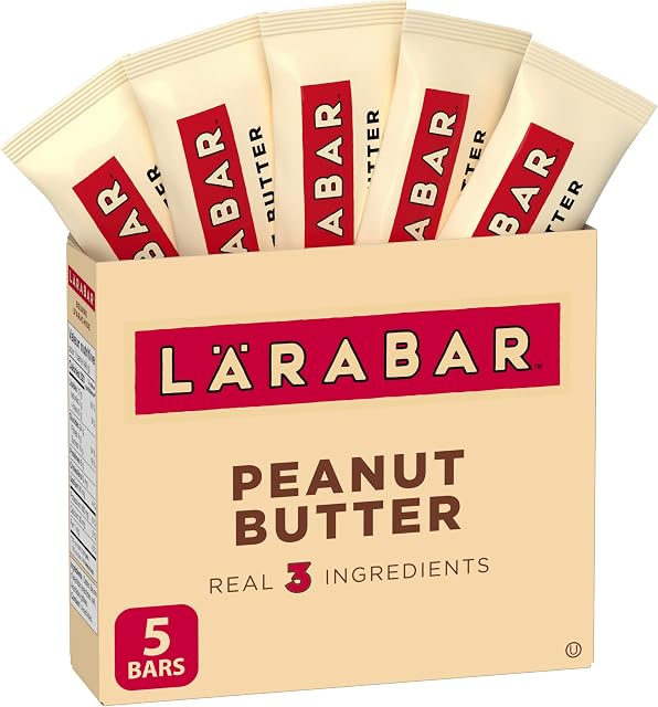 LÄRABAR Peanut Butter, Fruit and Nut Energy Bar, Pack of 5 Bars, Gluten Free, Vegan, Snack Bars