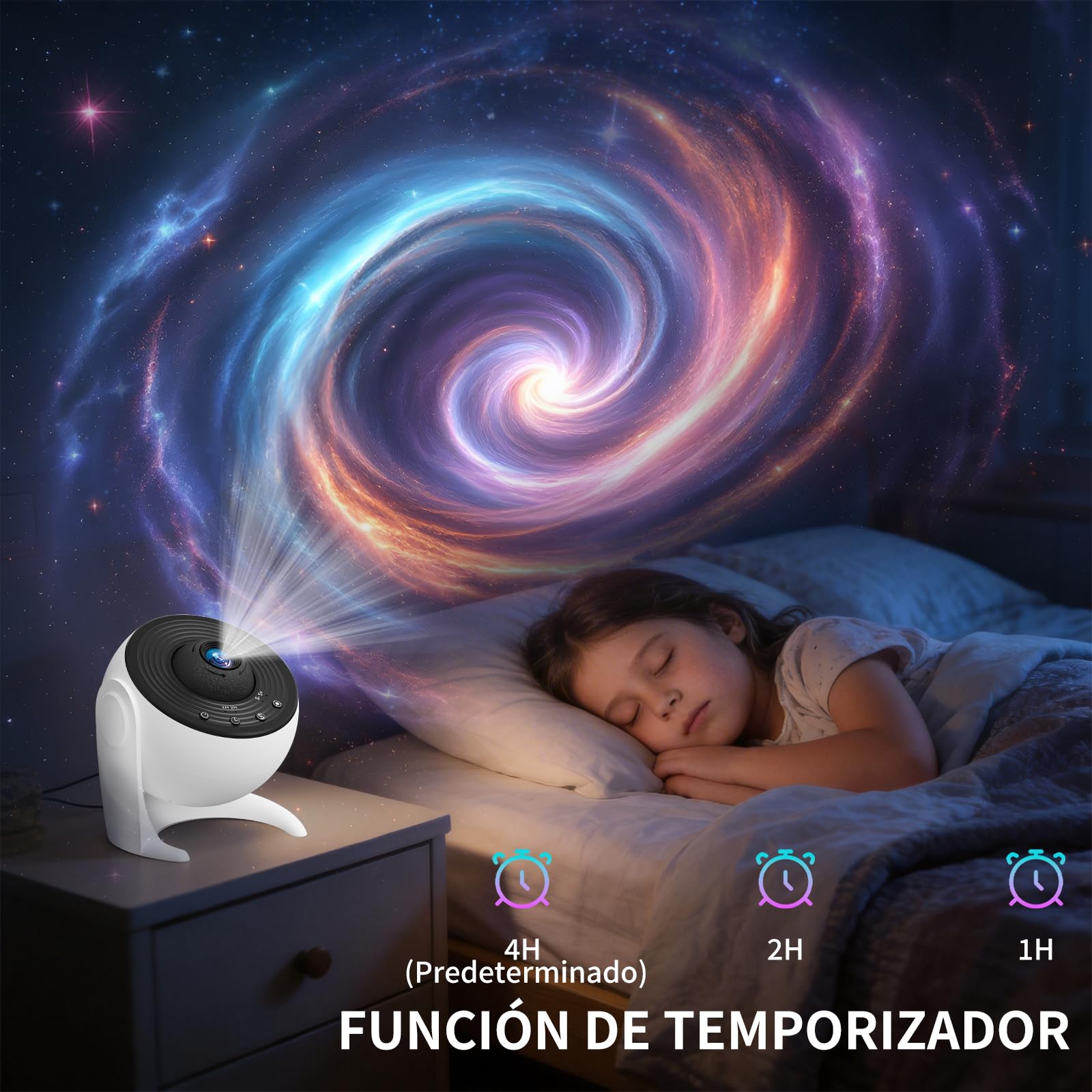 FlyEagle Proyector De Galaxias Y Estrellas Real, Proyector Estrellas 13 En 1, Luz Nocturna Con Temporizador, Proyector Planetario Con RotacióN De 360°, Proyector De Galaxias Adultos NiñOs, Blanco