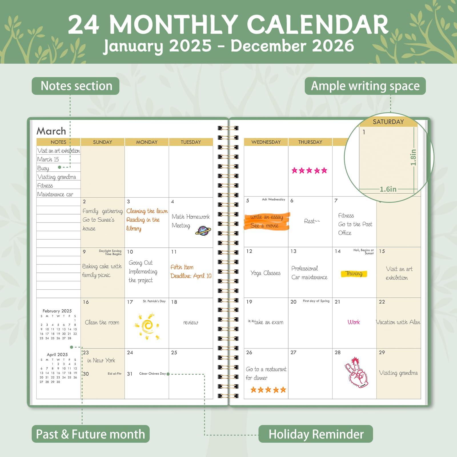 Snapklik.com : 2025-2026 Monthly Planner, 2 Years Calendar Month