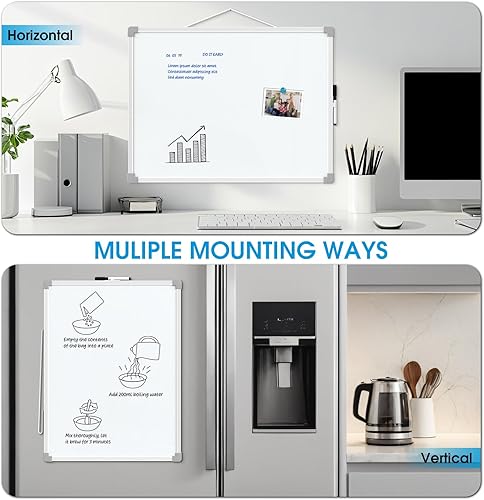 Vista 53 de MaxGear Pizarra pequeña de borrado en seco, pizarra blanca colgante de doble cara de 14 x 11 pulgadas para pared, mini pizarra blanca con 3 Blanco