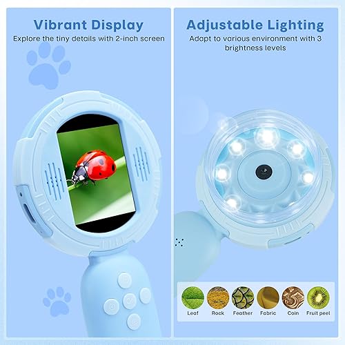 Miniatura 4 de TINYLENS Mia - Microscopio digital para niños con pantalla IPS de 2 pulgadas, kit de juguete educativo de ciencia, regalo de Navidadcumpleaños para