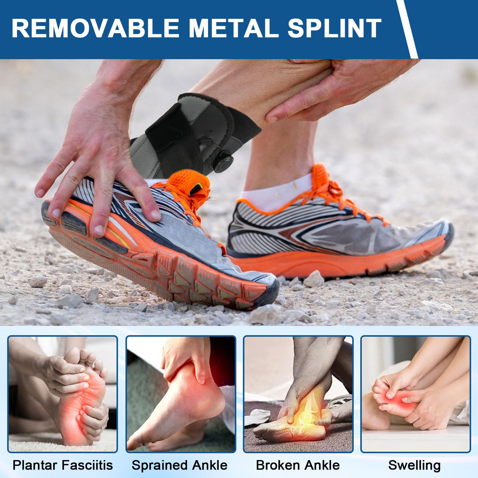 Tobillera Ajustable con Botón Giratorio, Estabilizador para Soporte y Compresión para Lesiones en el Tobillo, Esguinces de Tobillo, Tendinitis,Deportiva - L