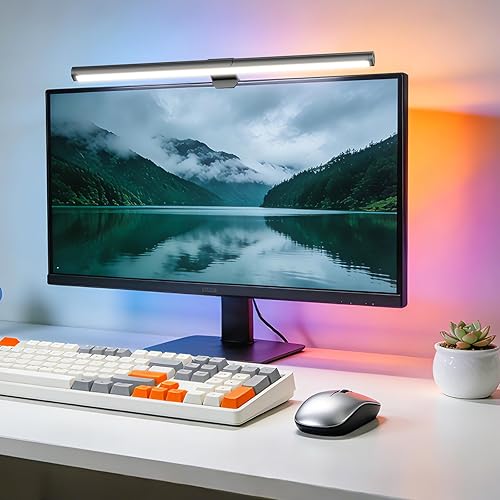 Miniatura 8 de Barra de luz para monitor RGB, lámpara de pantalla de lectura de doble luz para el cuidado de los ojos, 9 modos de retroiluminación para juegos,