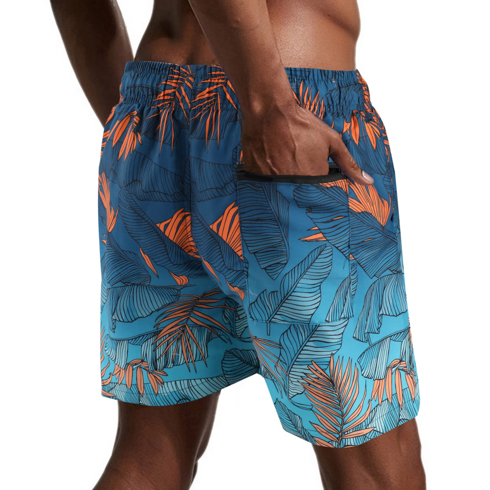 Danfiki Pantaloncini Costume da Bagno Uomo Asciugatura Veloce Calzoncini da Beach Costume da Bagno Fodera Rete con Taschino e Coulisse Trunks
