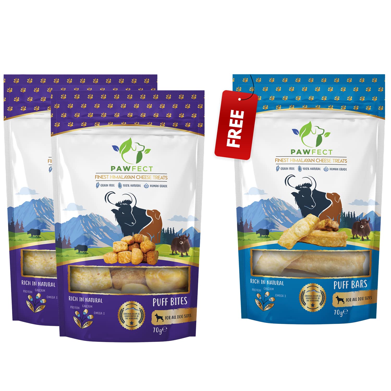 Pawfect- Himalayan Cheese Puff Bite for Dog | Puffed Cheese Treat for Puppies and Old Aged Dogs | 100% Natural - Buy 2 Get 1 Free Puff Bar (2 x 70g + 70g) (B09R1X41JG) Amazon Price History, Amazon Price Tracker