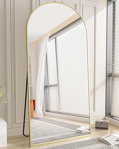 Miniatura 8 de Koonmi Espejo arqueado de longitud completa, 71 x 26 pulgadas, espejo de pie para colgar o inclinarse, espejo de cuerpo completo con soporte, marco