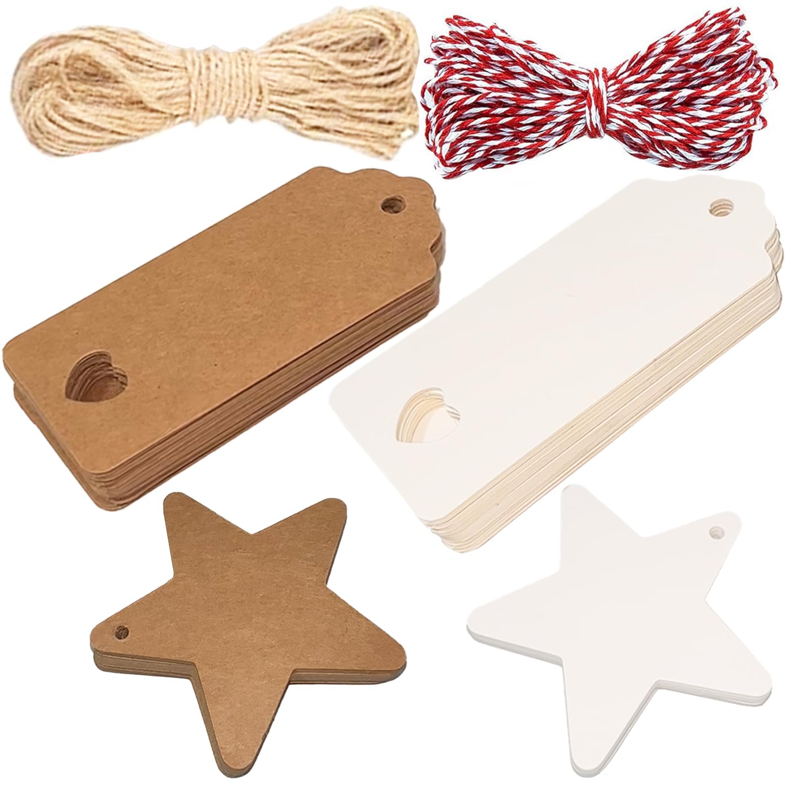 ETIQUETTE CADEAU,A-2--Étiquettes En Papier Kraft Blanc Avec Cordes, 50 Pièces, Pour Boîtes De