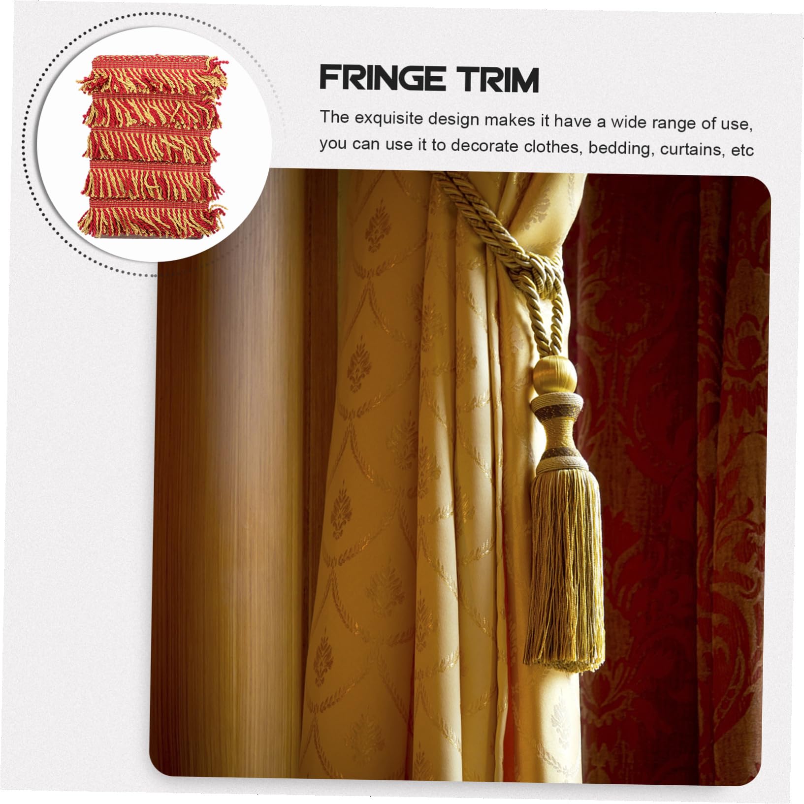 ORFOFE Frange Décorative Rideaux et Canapé Garniture à Franges Dorées et Rouges pour DIY Bordure Artisanale Lavable et Facile à Couper pour Coussins et Décorations Maison