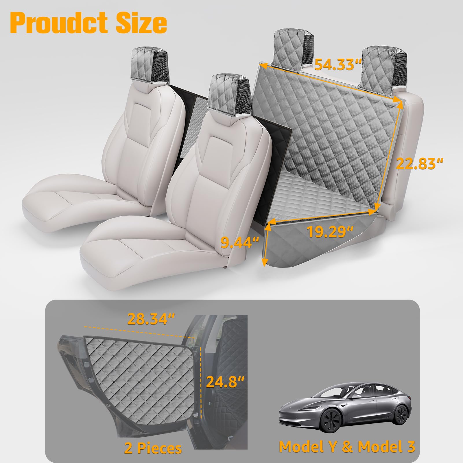Amazon.co.jp: PETICON 犬用シートカバー Tesla Model 3 & Y バック