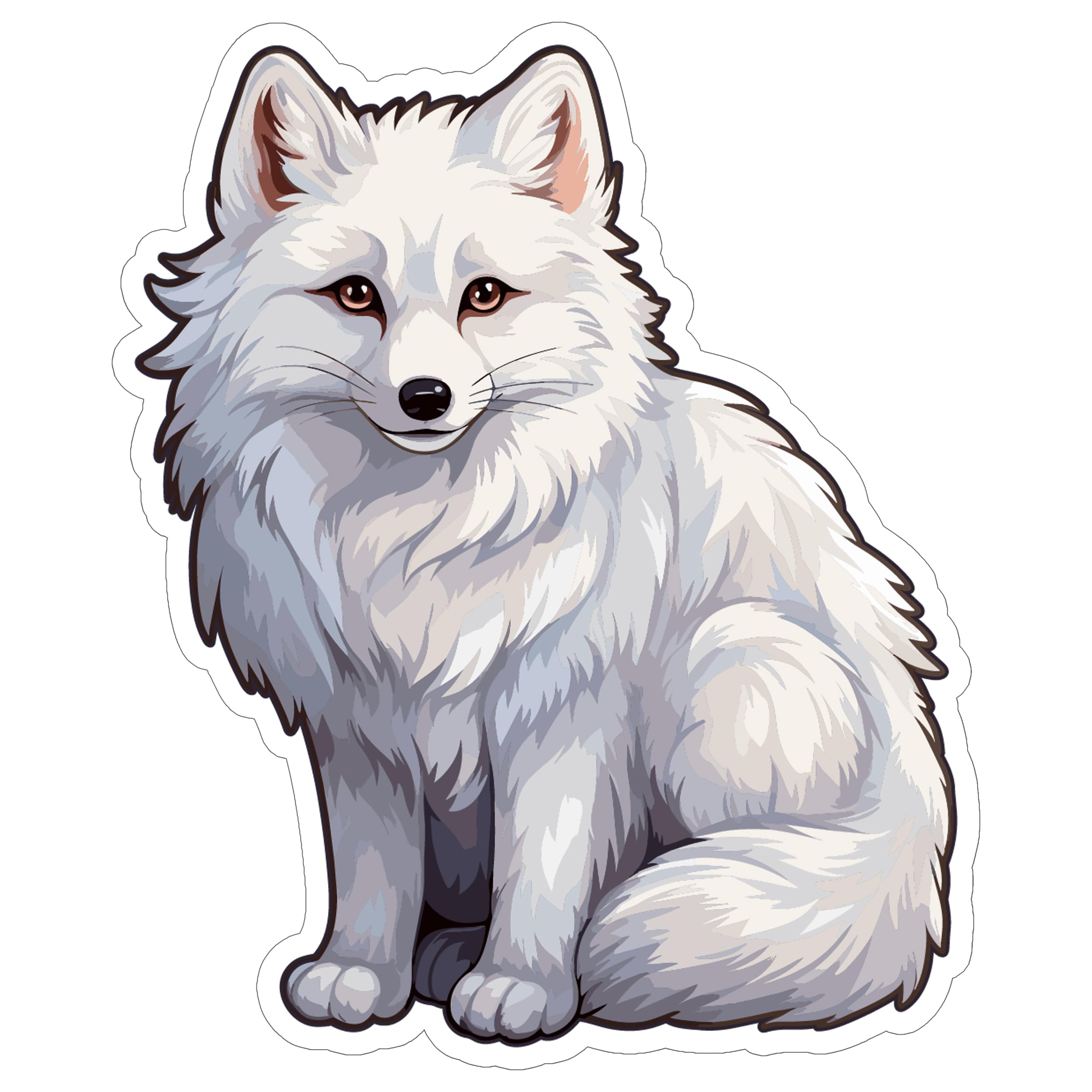 Arctic Fox Sticker 4 Inch Snow White Arctic Fox Lover - Waterproof Animal Vinyl Decal for Laptop Water Bottle Car Tumbler - Durable Aesthetic Long-Lasting Stickers for Adults ID44990