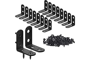 FATLODA Elbow Brackets for Shelves, Set of 18 Black Stainless Steel L Brackets