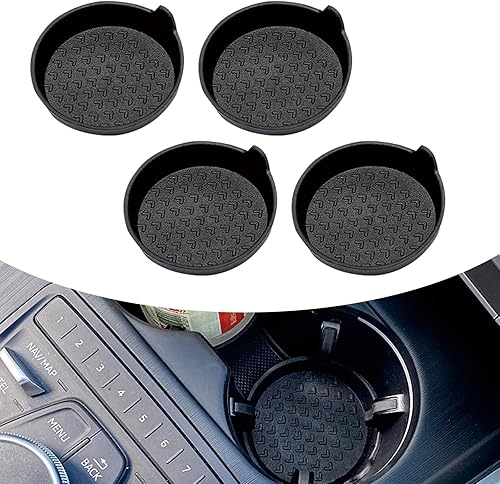 ZKFAR 4 PCS TPE Car Cup Holder Coasters, Universal Non-Slip Recessed Cup Holder for Car, Car Waterproof Sift-Proof Spill Cup Holder, Car Interior