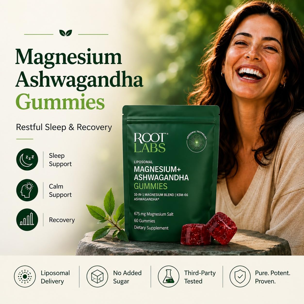 Root Labs Magnesium Glycinate Ashwagandha Gummies 675mg, Liposomal Delivery — Amazon image 2