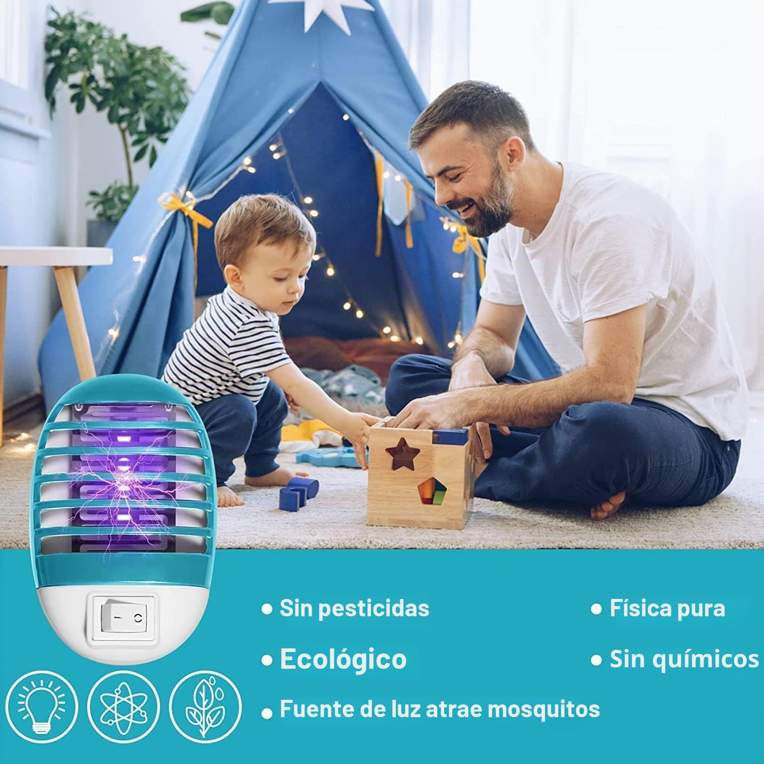 Profesional Lámpara Anti Mosquitos,4pack Mata Moscas y Mosquitos Eléctrico, Lámpara Antimosquitos para Interior, Mata Moscas Electrónico, Ilumina y Mata Insectos Voladores,100% eficaz