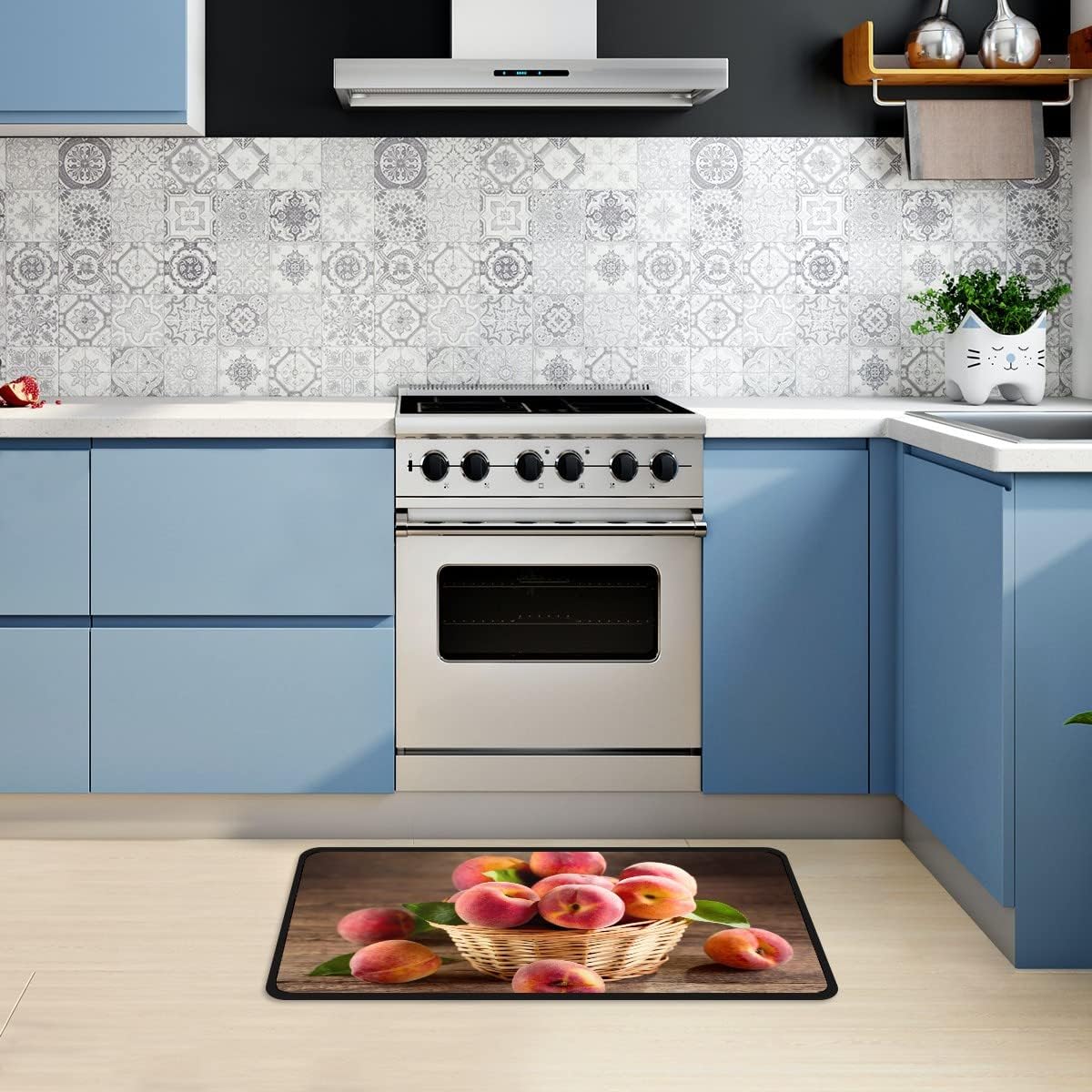 Kitchen Floor Mats Peach Fruits Basket Kitchen Area Rugs and Mats Non Skid Kitchen Mat Standing Mat Washable Bathroom Carpet for Kitchen Floor Home Office Sink Laundry 40x20 in