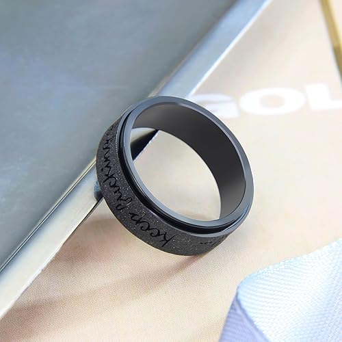 Miniatura 5 de LuckyAmor Anillo para ansiedad para mujer anillo antiansiedad mantra inspirador personalizado anillo giratorio de plata para hombres mujeres amigas