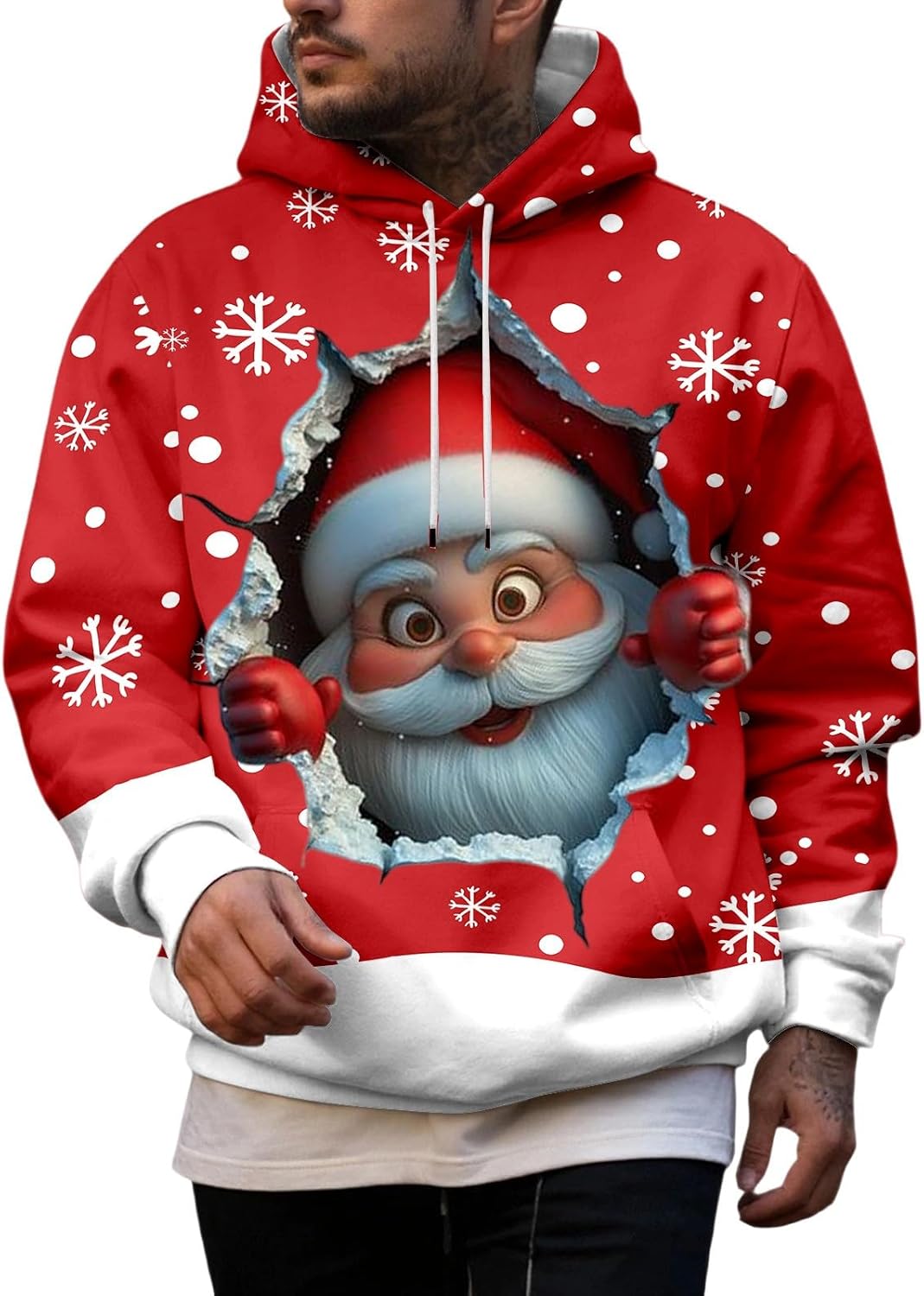 Pull De Noël Pour Homme Pull à Capuche Renne Père Noël