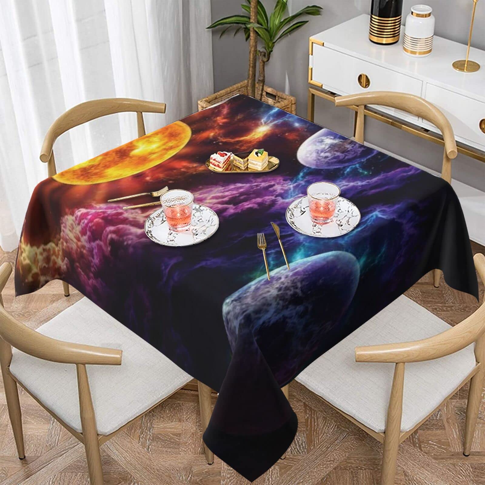 Nappe carrée planète au design exclusif pour table de salle à manger