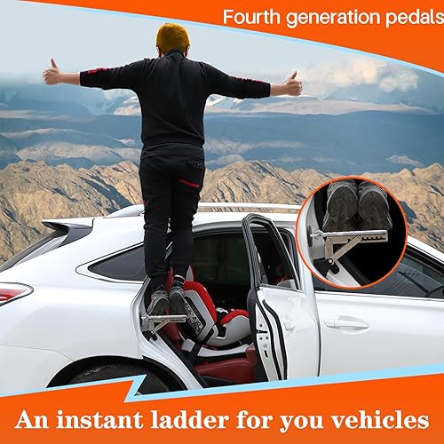 Miniatura 18 de SYDSZ Escalón de puerta de automóvil, ajuste universal, acceso al techo del automóvil, estante de techo de aleación de aluminio plegable, pedal