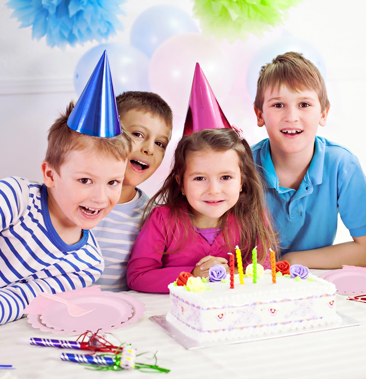 96 Pcs Light Pink Plates and Napkins Party Supplies Serve 24 Guests Including Pink Scalloped Paper Plates and Napkins Plastic Forks for Baby Shower Birthday Party Disposable Dinnerware Set - Image 6