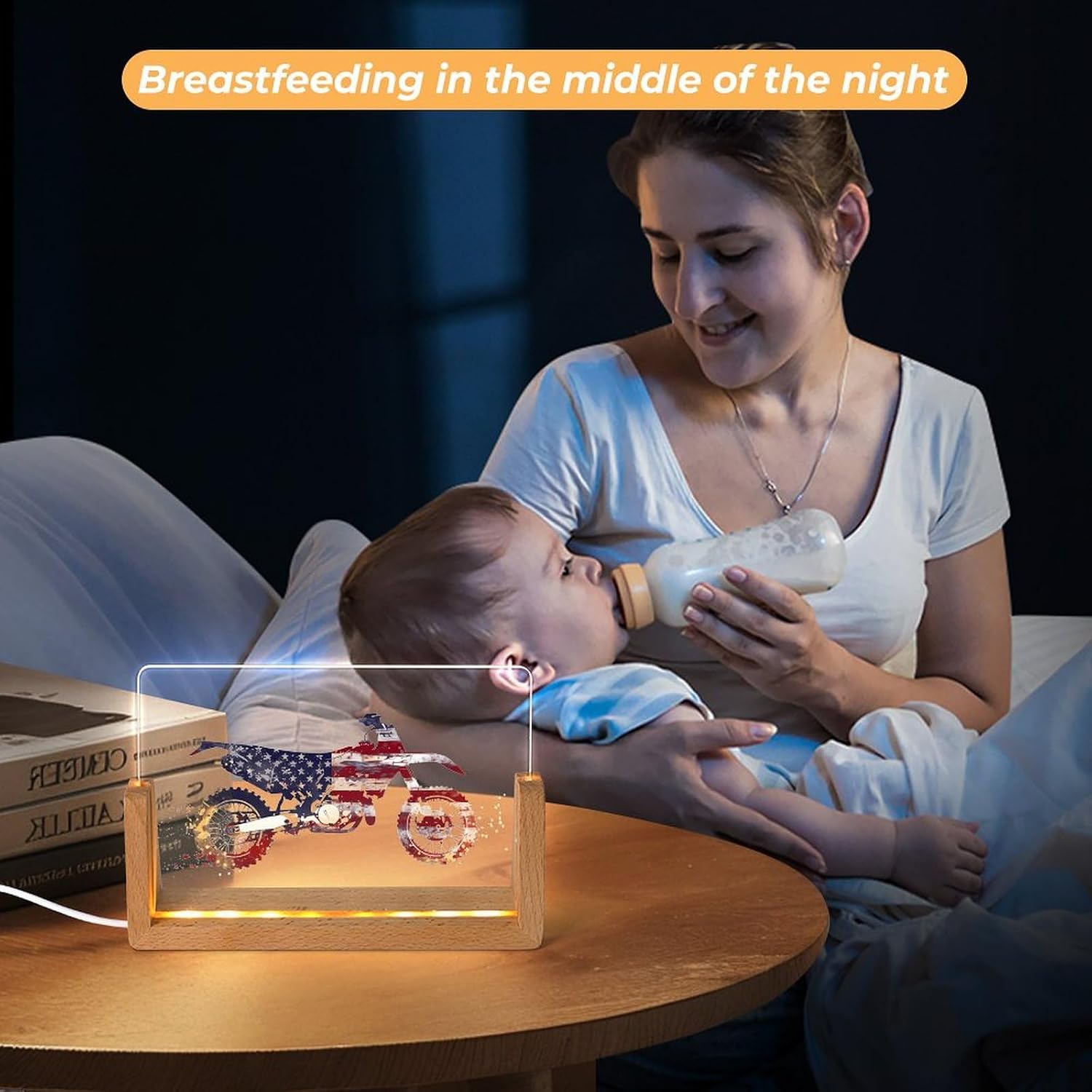 Hot Dog Funny Acrylic Night LED Light with Wooden Base and USB Cable Desk Lamp for Nightstand image 3