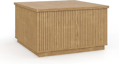 Miniatura 7 de Mesa de centro elevable con almacenamiento, mesa central cuadrada acanalada con gran espacio oculto, mesa de centro de 31.5 pulgadas con parte