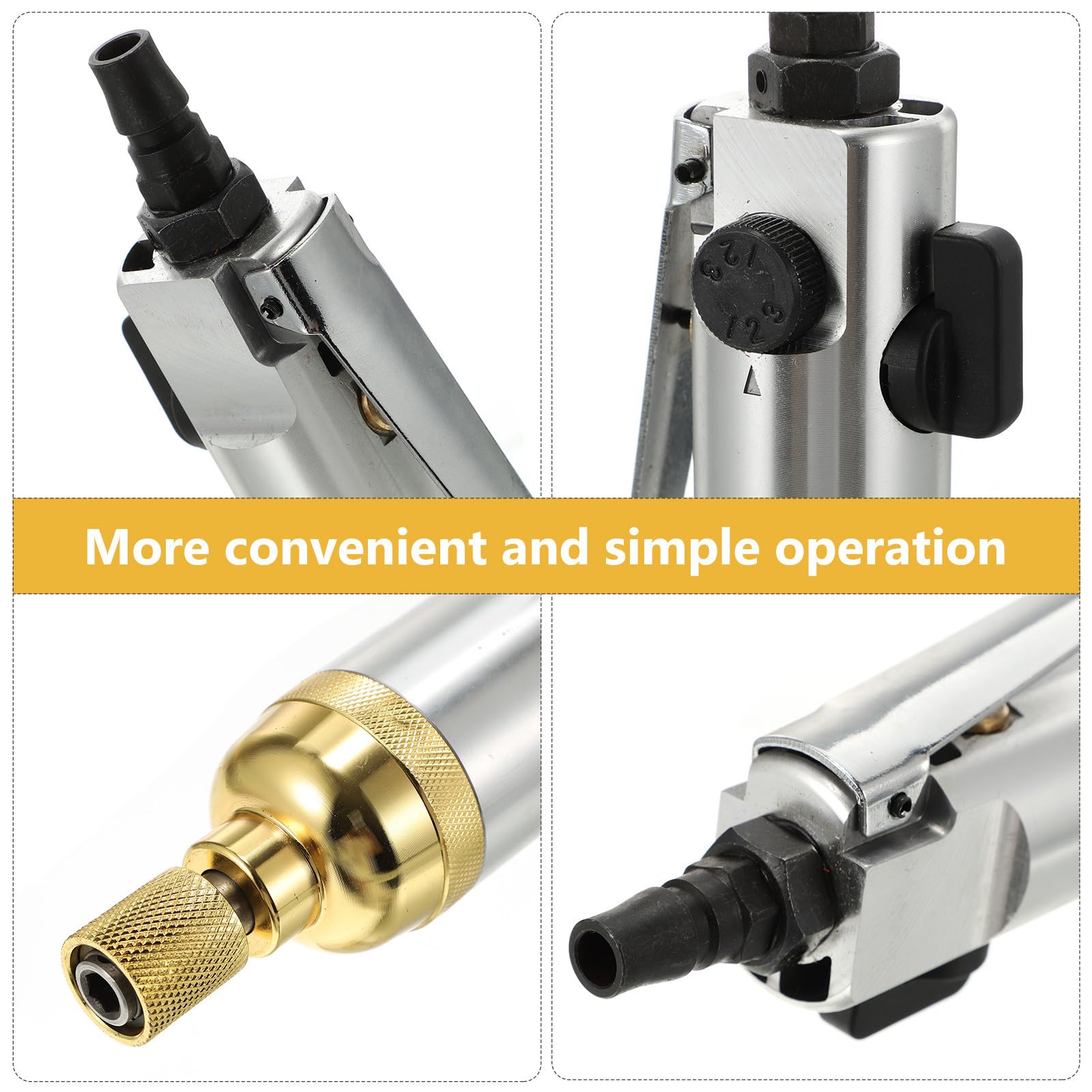 Cacciavite Pneumatico Regolabile 9000rpm 1/4 Pollice Nero | Coppia Massima 35n, Consumo Aria 0, 25 3/min, Pressione 0, 62mpa, Capacità Bulloni 4-6mm