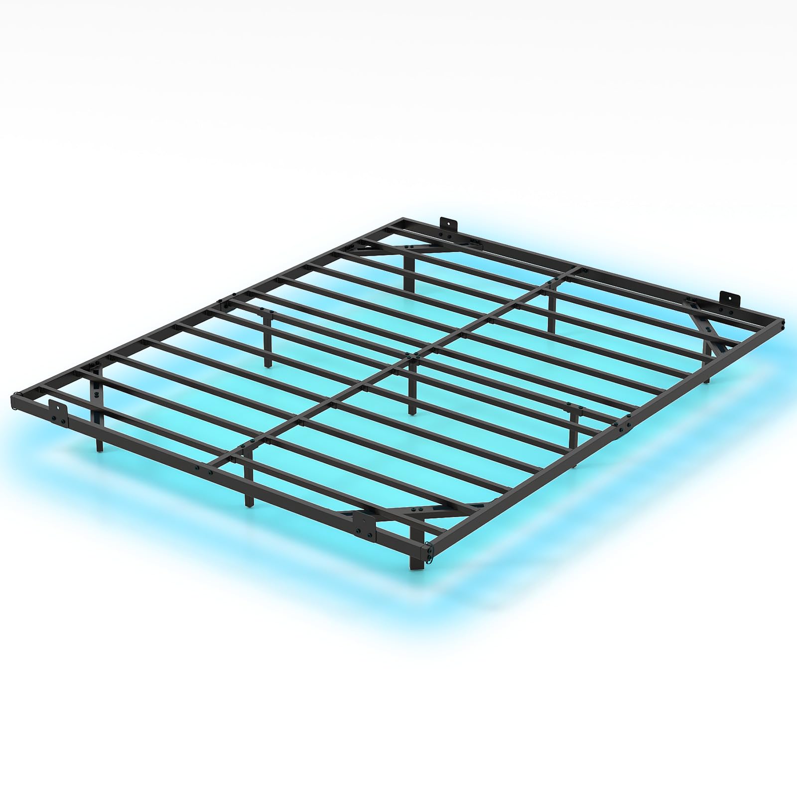 COSTWAY Estructura de Cama Flotante con Luces LED, Marco de Cama de Metal, Cama Plataforma Moderna con Tope Antideslizante para Colchón, Base de Láminas Resistentes (200 x 160 x 24 cm)