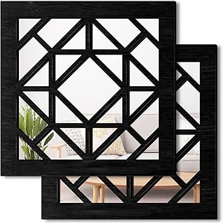 Comprar 2 espejos de pared cuadrados rústicos de 30 cm (negro)