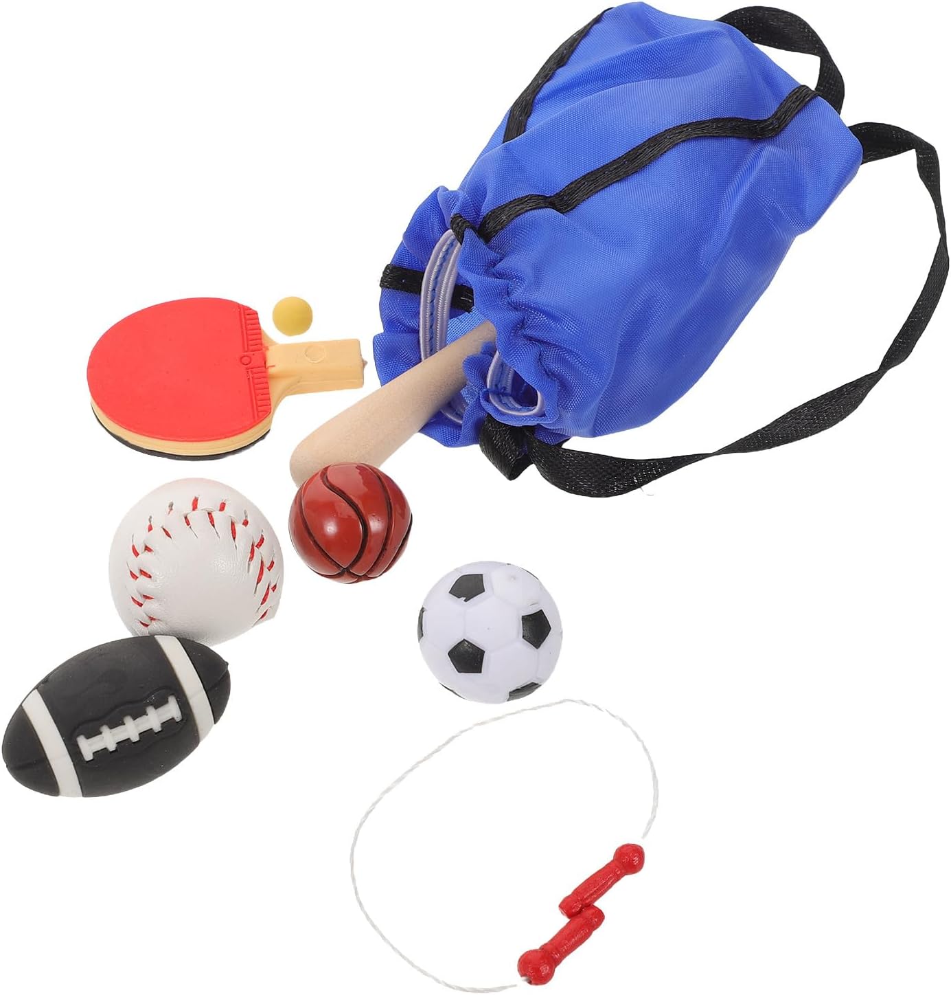 1 Set Dollhouse Miniature Sports Supplies Set – Basketball Football Jump Rope – Mini Sports Equipment for Dolls – for Dollhouse Decor and Photography Props