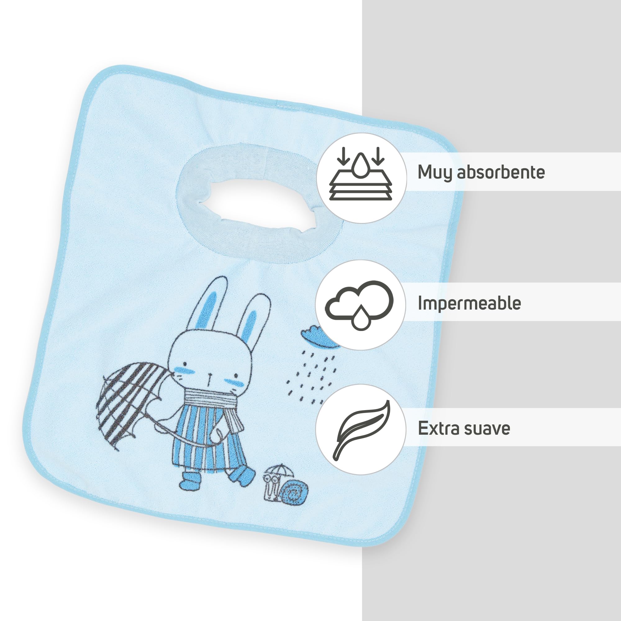 Ti TIN Pack de 4 Baberos Impermeables con Cuello Elástico - Extra Suaves y Absorbentes - Baberos con Forro Impermeable - Fácil de Lavar y Apto para Secadora - Para Bebés +12 Meses y Guardería