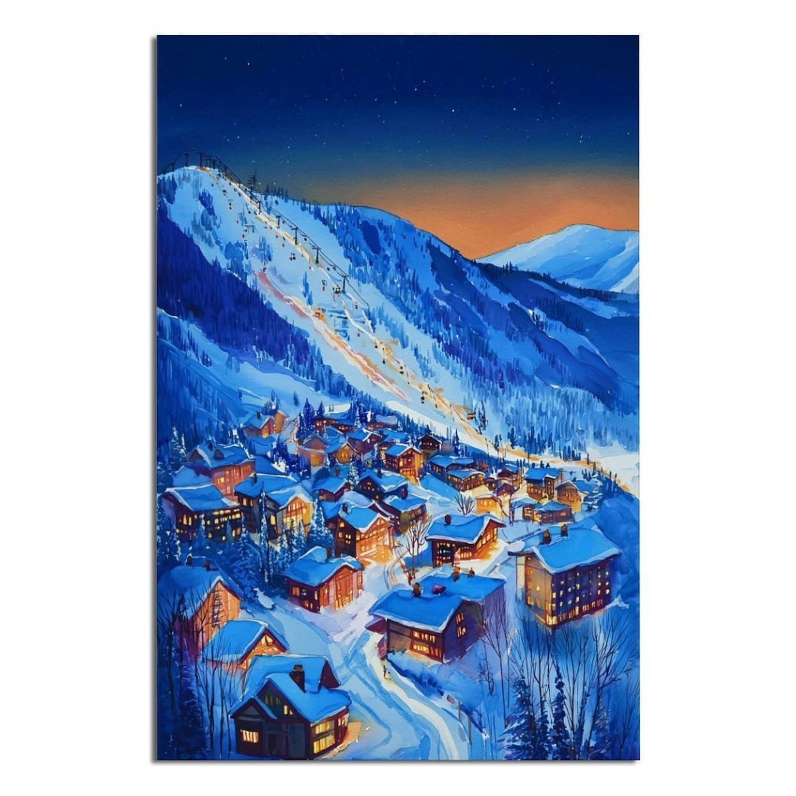 iPuzou Aspen Ski Posters 20x30inch(50x75cm) Vintage Watercolor Canvas Art