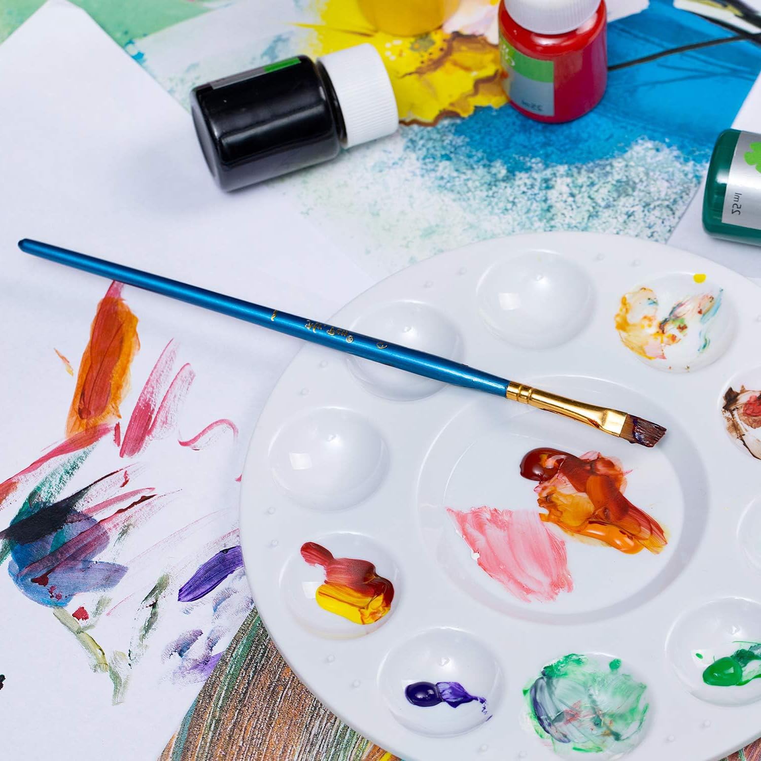 Tavolozza di Plastica, 4 Pezzi Tavolozza Rotonda, Tavolozza per Pittura per Pittura Acrilica, Olio, Acquerelli, Fai da Te