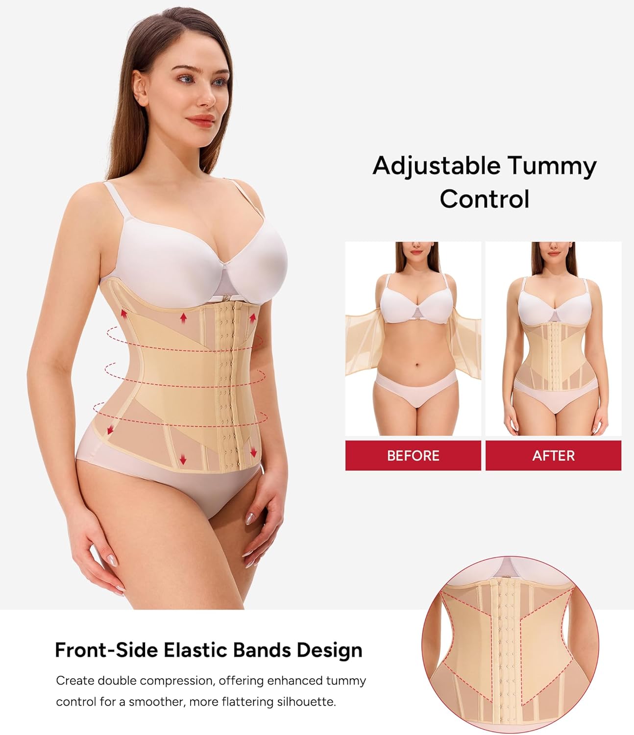 Nebility Waist Trainer for Women Corset Shapewear - Mesh Faja Body Shaper Waist Cincher Tummy Control Girdle Daily Wear - Image 4