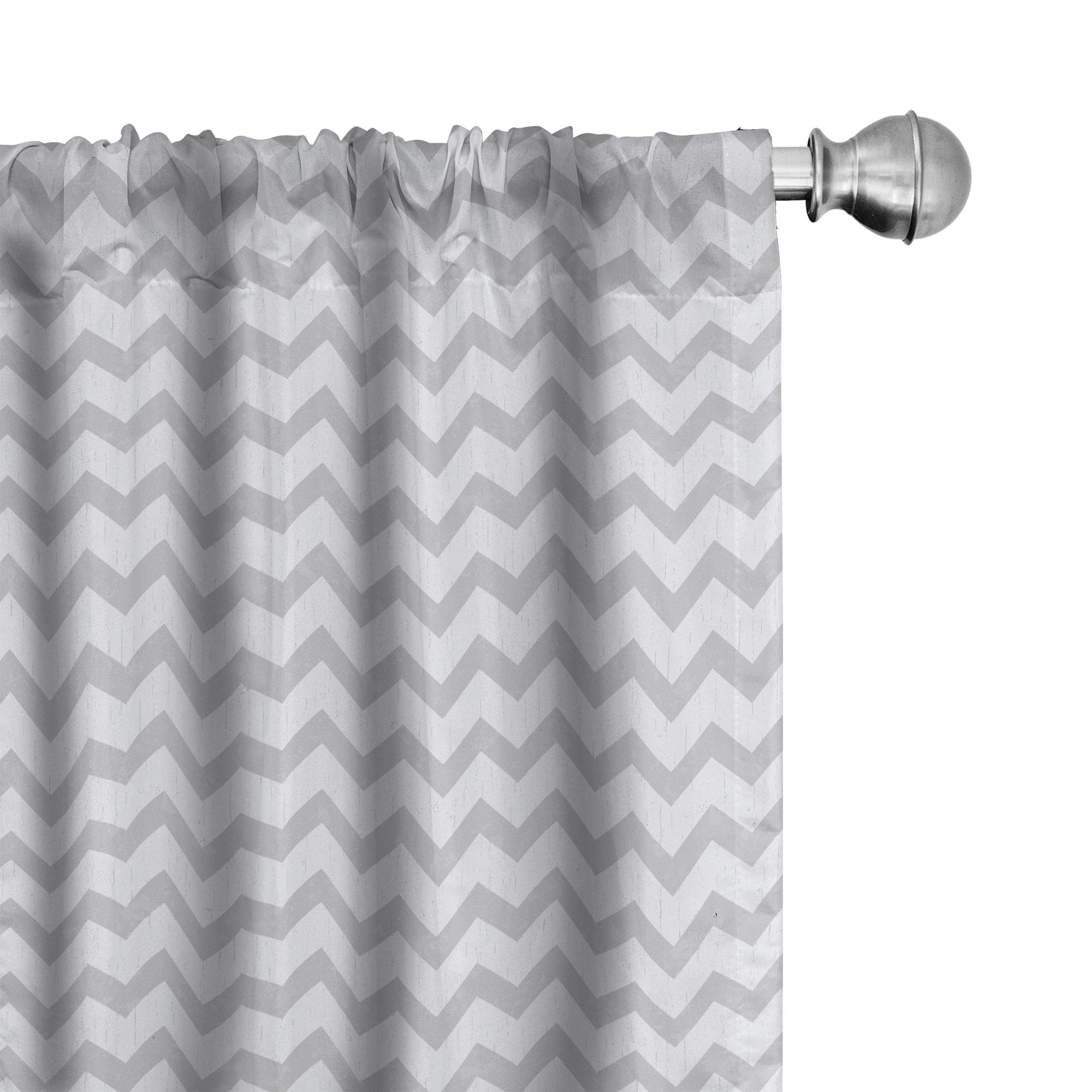 Ambesonne Grey and White Curtains, Chevron Pattern Zigzag Geometrical Arrow Lines Stripes Abstract Print, Window Treatments 2 Panel Set for Living