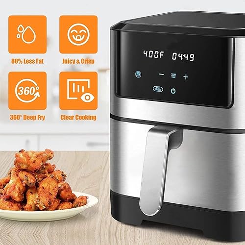 Miniatura 5 de Freidora de aire digital LED, horno tostador eléctrico con freidora de aire, freidora de aire multifunción, asar, asar, deshidratar y más para
