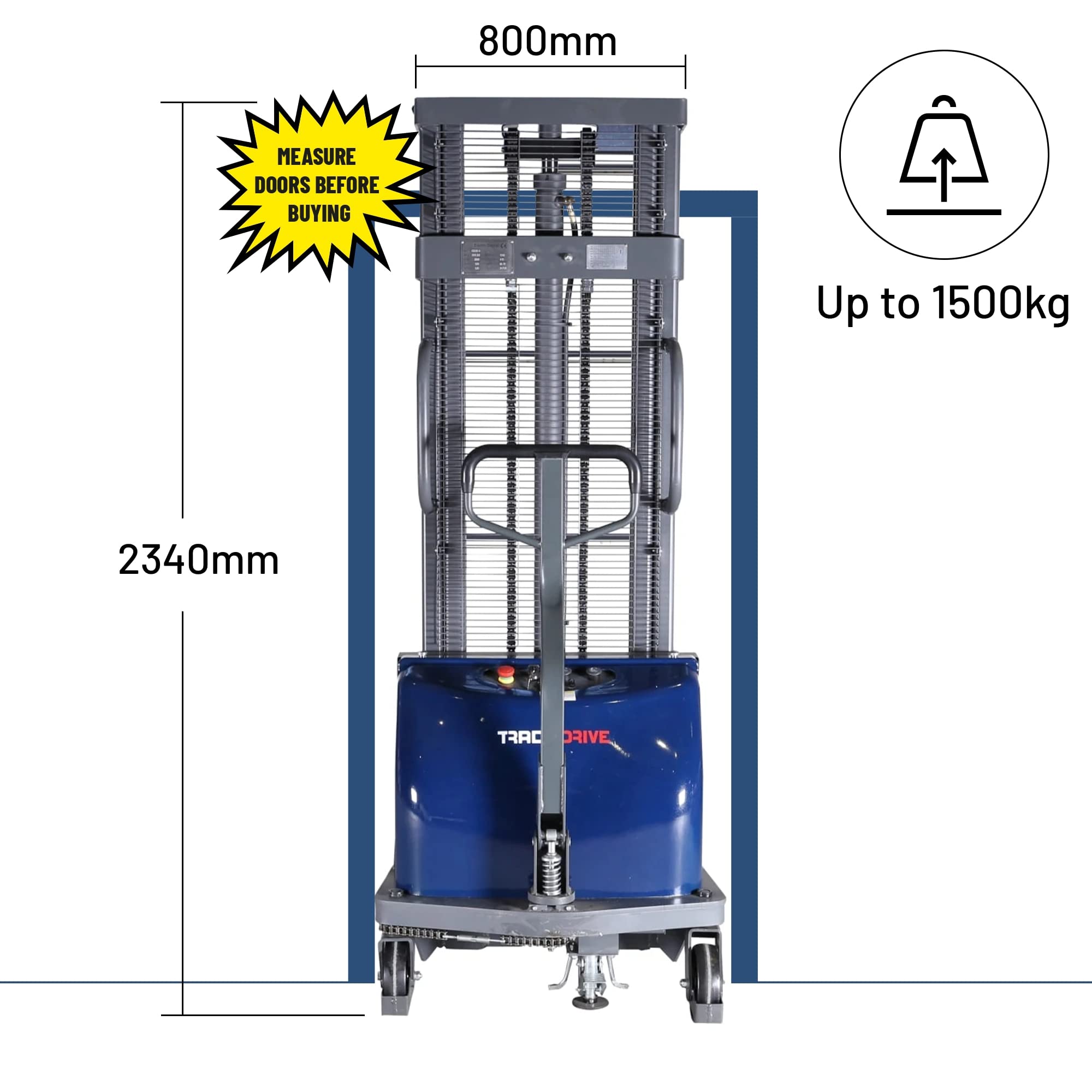 Pallit halbelektrischer Hochhubwagen SEMI | 3500 mm Hubhöhe | 1500 kg Tragkraft | 125 Ah Gel Batterie | Semi-elektrisch