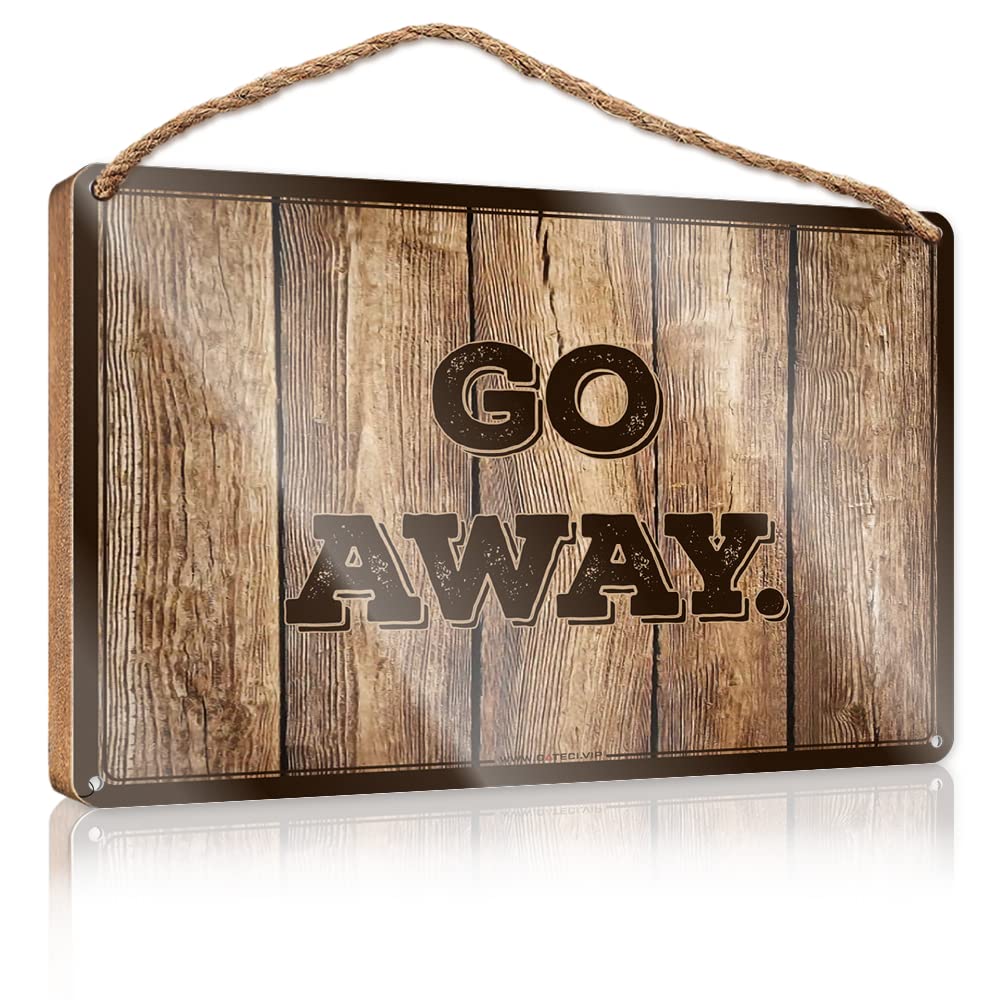 FZFN Wood Sign Decor Go Away Wooden Sign Hello Winter Sign Fall Front Porch Decorations(15X28CM)