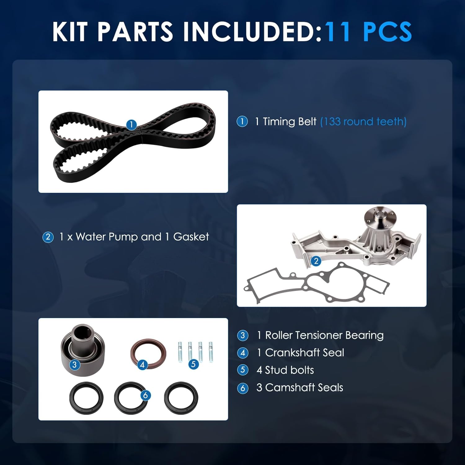 ECCPP New Timing Belt Water Pump Kit Fits 1996-2004 Frontier Xterra Pathfinder Infiniti QX4 3.3L V6 SOHC 12VG33E VG33ER Engine