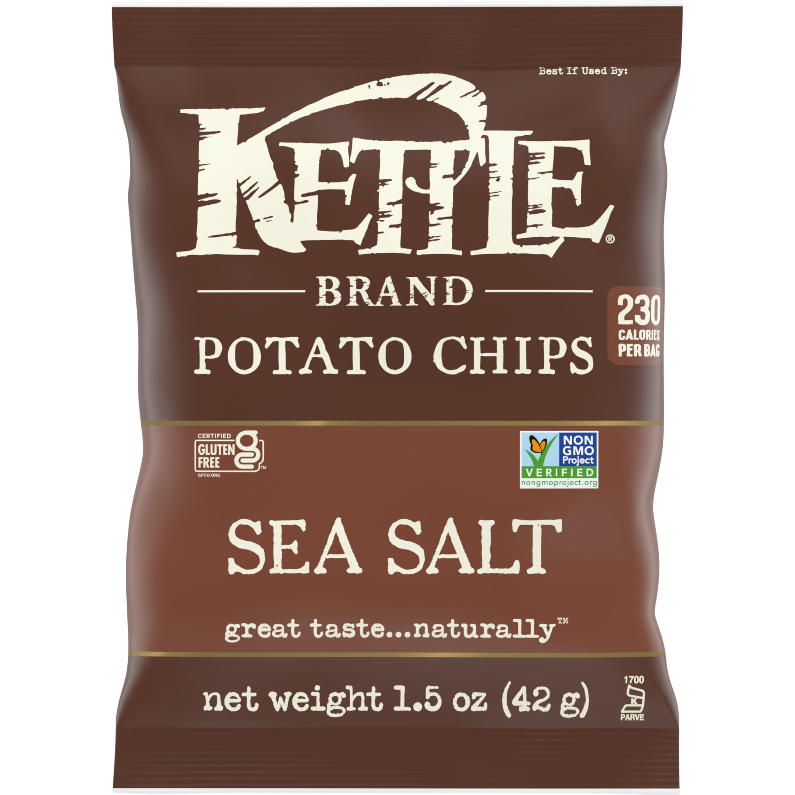 Kettle Brand Potato Chips, Sea Salt Kettle Chips, Snack Bag 1.5 Oz