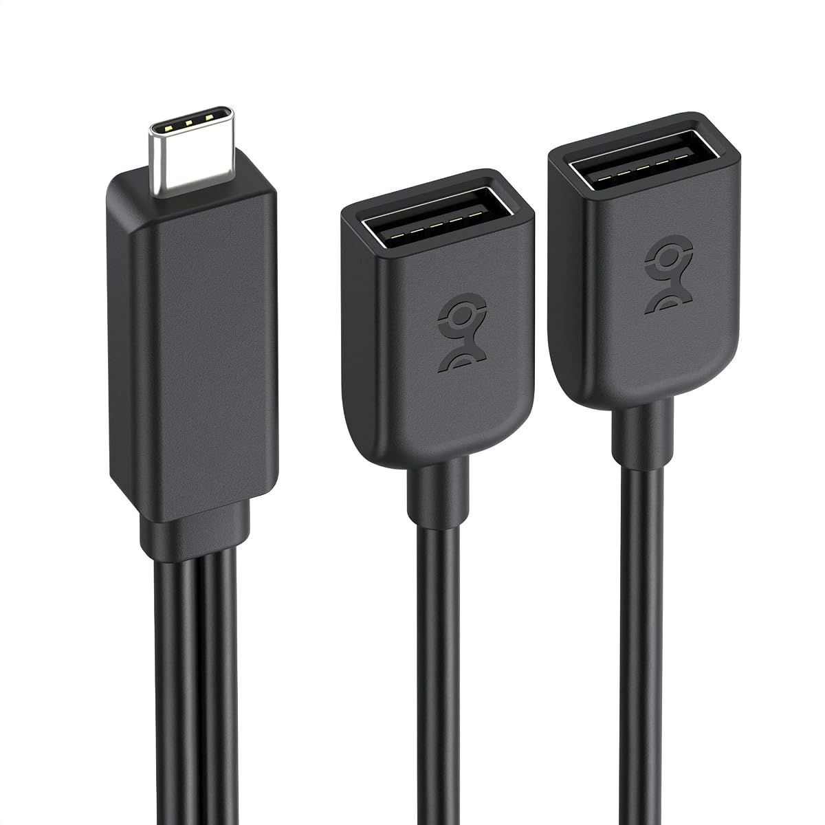 USB-C Male to Dual USBA Female Splitter 1 in 2 Out, 1ft | BC 1.2 Charging Support, 480Mbps Data