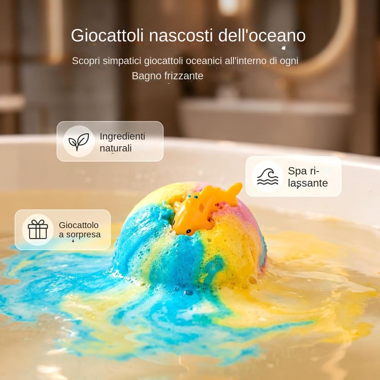 Bombe Da Bagno Bambini Con Giocattol, 12PZ Bath Bomb Kids, Simpatici Animali Bombe De Bagno Frizzanti Bolle Bombes Da Bagnos Organiche Per Bambini Bambine Regalo