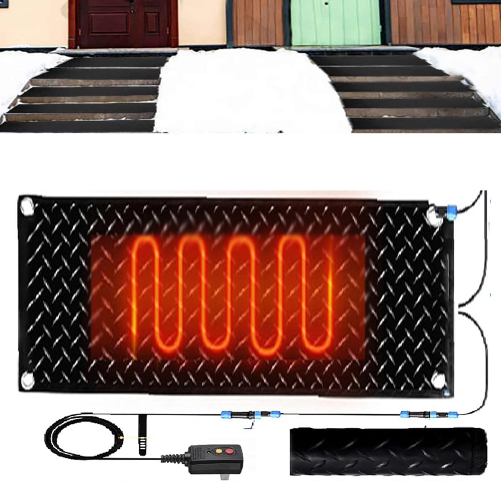 Tapis thermique pour faire fondre la neige pour les entrées d'air dernière intervention escaliers 1/2/3/4/5 pièces, antidérapant, pour éliminer l'hiver et faire fondre la glace