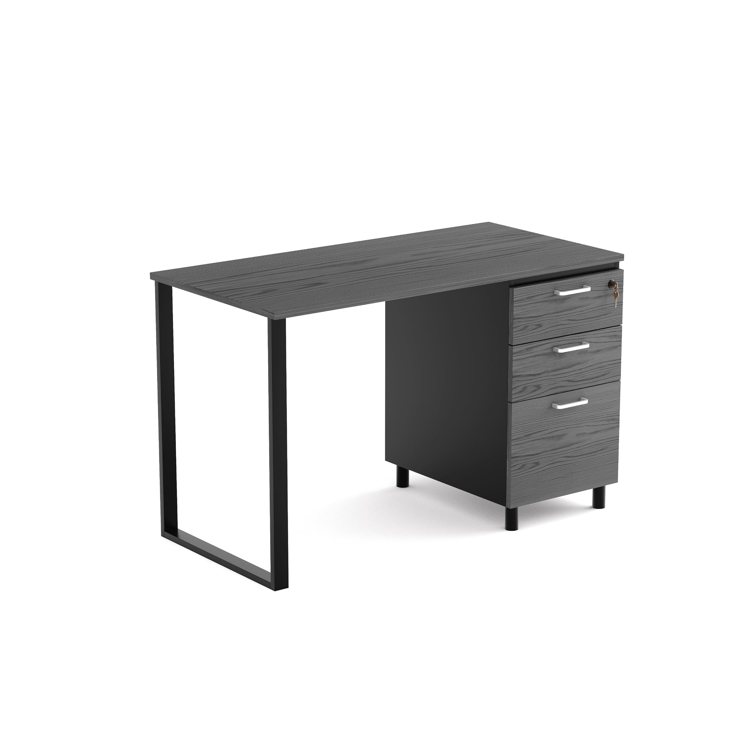 Modern Design Teacher Desk with File Drawer, Desk with Locking Drawers, by Crafts and Comfort (47 Inch) (Grey and Black)