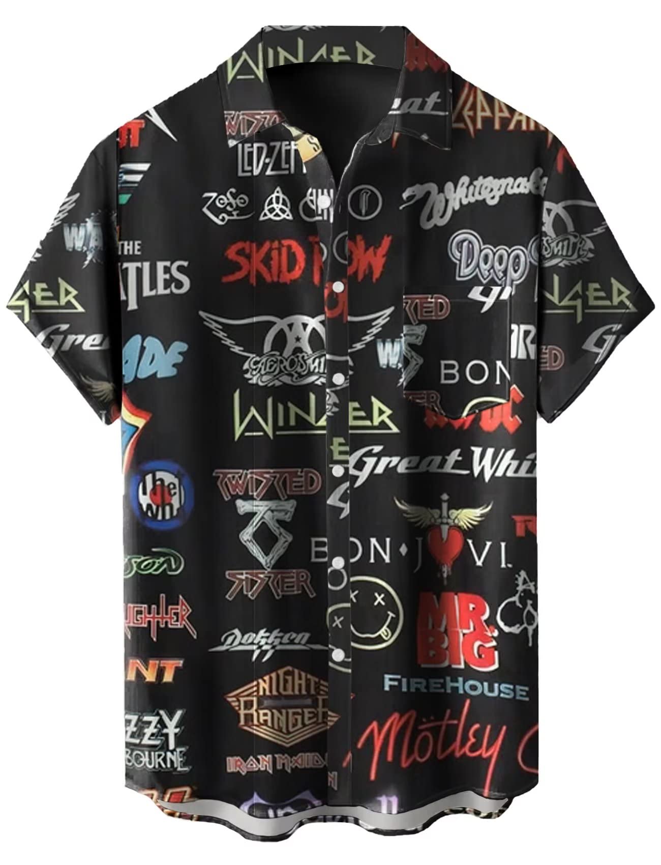 Men's Vintage Bowling Shirt 1950s Retro Rockabilly Style Short Sleeve Button Down Music Hawaiian Shirts, Rock Style, S