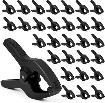 ACOSEA Small Spring Clamps 3.5 inch 30 Pack,Plastic Mini Clips,Heavy Duty for crafts,Woodworking,Backdrop & Photography StudiosBlack