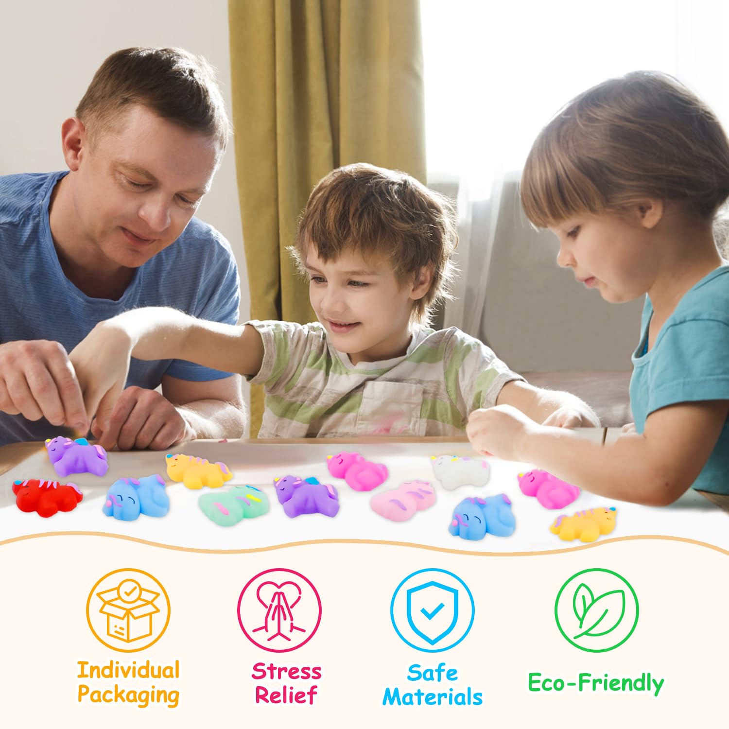 12 Mini Licornes Squishy Kawaii – Jouet Anti-stress En TPR – Cadeau Anniversaire, Pâques, Noël